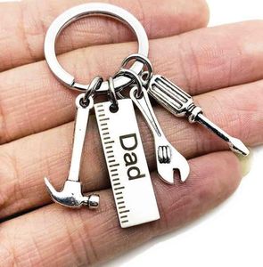 Father039s Day stainless steel Keychain cartoon Key ring dad papa grandpa hammer screwdriver wrench ruler dad039s tools gift9928812