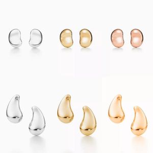 T bean Design stud earrings Charm teardrop Love earrings 925 sterlling silver 18k gold plated jewelry Fashion Classic Luxury Brand245u