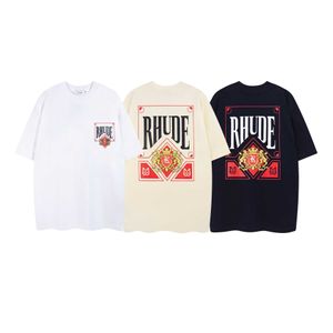 Spring/summer American Fashion Brand Rhude Card Red Playing Print Unisex Casual Round Neck Short t