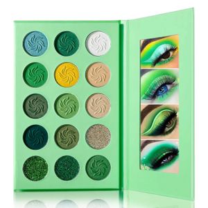 Green Eyeshadow Palette DELANCI 15 Color Highly Pigmented Makeup set Long Wear Free Nude Yellow Emerald Green EyeShadow Pallet 240226