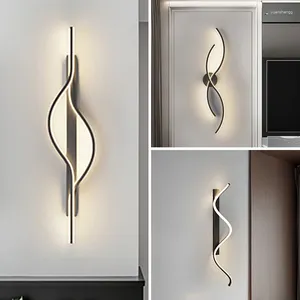 Wandlampen Moderne LED-Lampe Lange Kurven Wandleuchte für Schlafzimmer Nacht Wohnzimmer Sofa Korridor Eingangshalle Wohnkultur Lichter Glanz