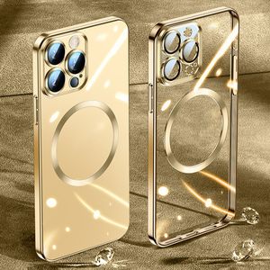 Hot-selling High Quality Magsafe Luxury Magnetic Wireless Charging Phone Cases For iPhone 15 14 Plus 13 12 Mini 11 Pro Max Transparent Silicone Lens Protector Cover