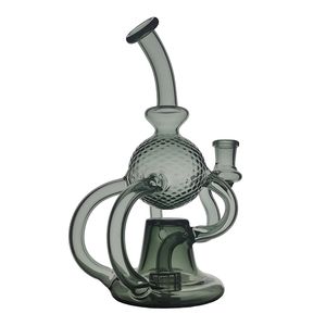 Special Gray Sphere Hookahs Glass Bong Recycler Smoking Water Pipe Dab Rig 21cm Height with 14mm Joint