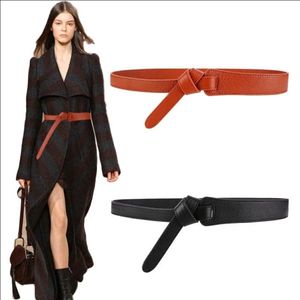 Belts Luxury Female Belt For Women Red Bow Design Thin PU Leather Jeans Girdles Loop Strap Bownot Brown Dress Coat Accessories205H