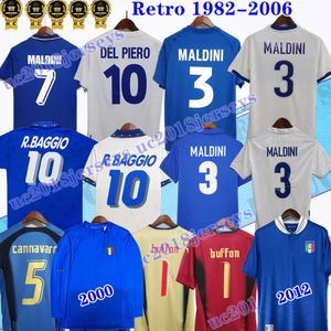 Manga comprida S-4XL 1982 2012 Italys Retro Soccer Jersey 90 96 98 00 94 Maldini Baggio Donadoni Schillaci Totti Del Piero 06 Pirlo Inzaghi Buffon camisa de futebol clássica