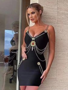 Party Dresses Factory Wholesale Women's Multi-color Spaghetti Strap V-Neck High-end Sexy Boutique Celebrity Cocktail Bandage Dress