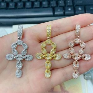 Pendant Necklaces Iced Moissanite Cross Women Men 925 Sterling Silver Moissanita Diamond Ins Hiphop Jewelry Collares Pass TesterPe253Y