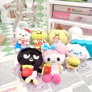 2024 Wholesale cute pizza frog pendant plush toy keychain children's gift claw machine prizes