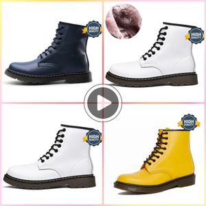 Moda martenser botas designer de luxo austrália ouro metal decoração das mulheres sapatos cowskin salto baixo rendas até dedos redondos