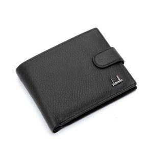 Мужской кожаный кошелек с невидимой застежкой и визитницей, классический дизайн, черный и коричневый226G