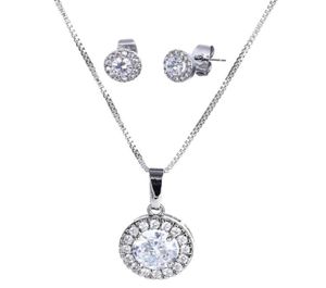 Hohe Qualität Silber Zirkon Hochzeit Schmuck Sets Ohrringe Halskette Set Mode Geschenke Für Frauen Braut 2018 Neue Arrival2145371