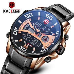 時計メンズ2020男性のための新しいスポーツデジタルウォッチクォーツ腕時計自動日付カジュアル男性時計ブラックスチールウォッチギフトT20331f