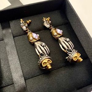 Nuovi orecchini lunghi con diamanti pieni di ragno ciondola orecchini femminili con strass geometrici stile punk temperamento femminile265y