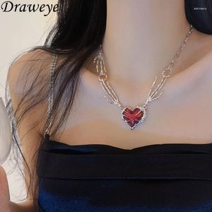 Anhänger Halsketten Draweye Y2k Mode Für Frauen Herz Metall Gothic Patchwork Vintage Schmuck Hiphop Koreanischen Stil Collares Para Mujer