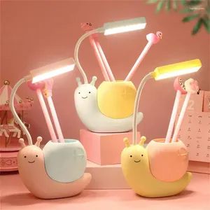 Table Lamps Snail Pen Holder Learning Lamp 360 Degree Rotate Universal Hose Multifunctional Led Night Light Usb Charging Reading