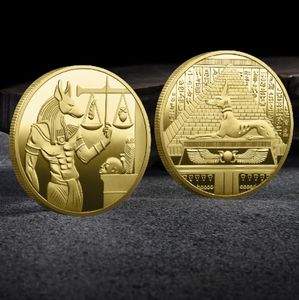 2024 Guldpläterad Egypten Death Protector Anubis Coin Copy Coins Egyptian God of Death Commemorative Coins Collection Gift