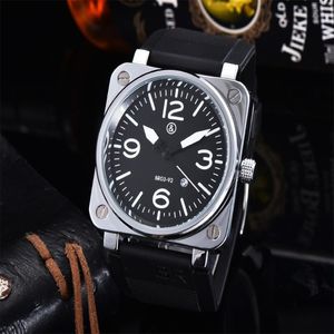 Armbandsur Top Brand BR Model Sport Rubber Strap Quartz Bell Luxury Multifunction Watch Business rostfritt stål MAN ROSS SQUARE278G