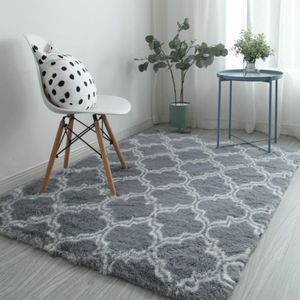 Modern Carpet for Living Room Large Shaggy Plush Soft Carpets and Rugs for Bedroom Anti Slip Floor Mat Kids Room White Grey2851
