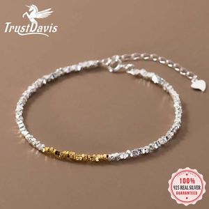 Trustdavis feminino 925 prata esterlina sólida pulseira geométrica colar para mulheres meninas presente fino s925 conjunto de jóias ds4157 240305