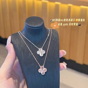 V Necklace S925 Silver Clover Single Flower Double sided Necklace Laser Womens Light Luxury Small Crowd Collar Chain Fashion High Grade Collar Chain