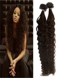 Curly Keratin Human Fusion Hair Nail U Tip Machine Made Remy Pre Bonded Hair Extension 100g2461646