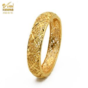 24K Bangles 4Pcs lot Ethiopian Africa Fashion Gold Color Bangles For Women African Bride Wedding Bracelet Jewelry Gifts 210713228M