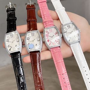 Luxury Brand Tonneau Shaped Quartz Women's Watch High Quality Designer Watches Leather Strap Diamond Bezel AAA 37mm