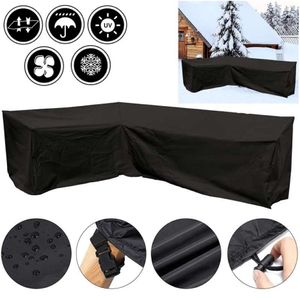 Outdoor V Shape Corner Sofa Cover Waterproof Sofa Protective Cover All-Purpose Home Garden Rattan Furniture Dust Covers Black246S