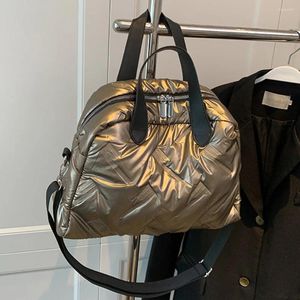 Sacos de noite mulheres estofamento tote bolsa grande capacidade inchado crossbody saco versátil acolchoado zíper satchel inverno compras