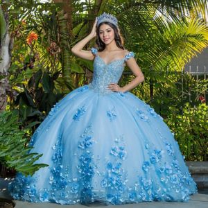 スカイブルーボールガウンQuinceaneraドレスVestidos de 15