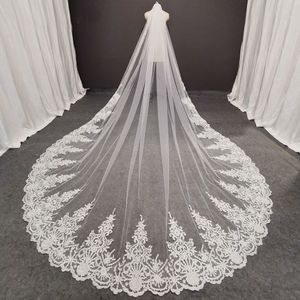 Velo da sposa lungo in pizzo reale Pos con pettine 3 metri 1 strato Cattedrale bianco Iovry Velo da sposa Accessori230t