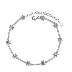 Moissanite Charm Bracelets Silver Bracelet With Ten Diamonds And A Six-pointed Star Jewelry Fawn223154