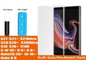 UV Işık Nano Sıvı Tutkallı Temperli Cam Telefon Ekran Koruyucusu Samsung S21 S20 Ultra S10 S9 S8 Not10 Not 10 Plus Huawei P403368303