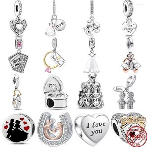 Loose Gemstones 2024 925 Sterling Silver Wedding Bride Love Ring Charm Pendant Fit Original Bead Bracelet Fashion DIY Woman Jewelry