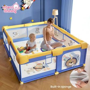 Infant Shining Children Playpen with Foam Protector Baby Safety Fence Kid Ball Pit Playpen for Babies Indoor Toy Baby Playground 240226