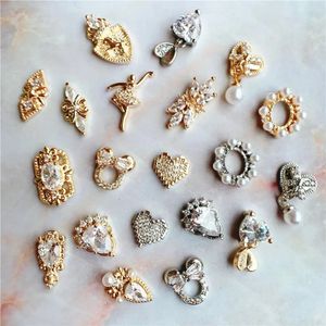 10pcs Kawaii Aşk Çiçek Dansçı Alaşım Art Zirkon İnci Kristal Metal Manikür Tırnaklar Acelesorios Dekorasyonlar Takımları 240301