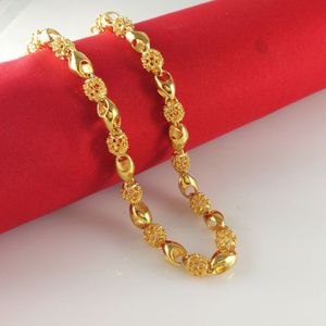 Collana intera da uomo in oro giallo 18 carati con 24 catene Figaro da 6,5 mm di larghezza, 30 g, gioielli GF da uomo219u