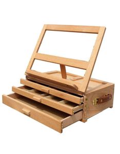 Regulowany artysta Beech Wooden Tabletop Sketch Pudełko sztaluga 3drawer Portable2009883