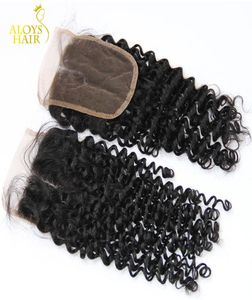 Mongolian Kinky Curly Lace Closure Middle Part Size 4X4quot Grade 6A Afro Kinky Curly Virgin Human Hair Lace Top Closures L5478742