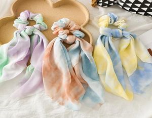 Ribbon Scrunchies Tiedyed Chiffon Hair Bands Elastic Women Girls Hair Ring Circle Fashion Scrunchy Ponytail Holder Hair Accessori7212632