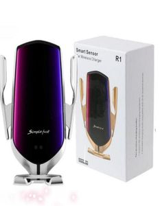 R1 Car Wireless ładowarka Automatyczne zaciskanie 10 W QI Szybkie ładowanie uchwytu na iPhone Samsung Huawei Air Vent Phone z detaliczną 2185171