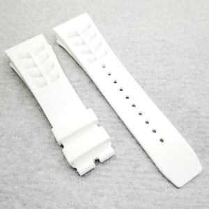 25 mm weißes Uhrenarmband, 20 mm Faltschließe, Kautschukarmband für RM011 RM 50–03 RM50–01208a