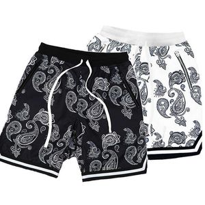 Summer Cashew Blossom Shorts Mens Trendy Hip Hop Relaxed Basketball Sports Capris