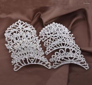 Başlıklar zarif prenses taç gelin tiara tam kristal çiçek düğün şov parti kadın parlak saç takı aksesuarları9947605