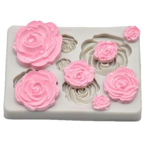 Molde de silicone de flor de rosa, molde para fondant, ferramentas de decoração de bolo, ferramenta de chocolate, raspador de cozimento de cozinha 1pc226z