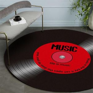 Nordic Style Living Room Carpet 3D Vintage Record Round Rug Carpet Decor Bedside Area Rug Doormat Chair Mat for Home Decor13098