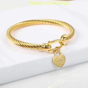 Colar de pingente de prata de designerTitanium Steel Bangle Cable Wire Gold Color Love Charm Bangle Pulseira com fecho de gancho para mulheres homens jóias de casamento tiffanans