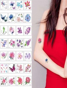 Pequena flor tatuagem adesivo beleza mulher crianças bonito lótus borboleta rosa flor design temporário arte do corpo tatuagem para braço mãos neck3630560