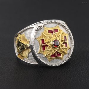 Anéis de cluster Soberano Grande Inspetor Geral 33 Graus Mason Masonic Sterling Silver Ring3098