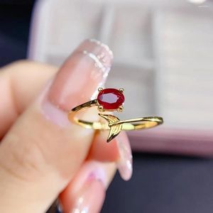 Pierścionki klastra czerwone rubin/zielony szmaragdowy pierścień kamienia szlachetnego dla kobiet biżuteria prawdziwa 925 Srebrny naturalny klejnot zaręczyny serce dobry prezent